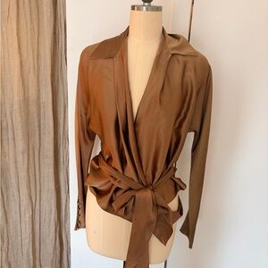 Ralph Lauren Black Label Bronze Satin Blouse